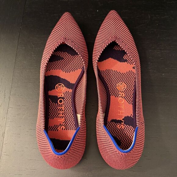 Rothy’s The Point Retired Optic Rose Double Stitch Ballet Flats Women’s Size 8 - Picture 7 of 8
